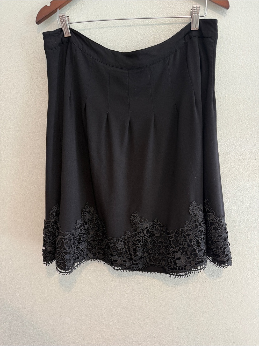 Karl Lagerfeld Black A-Line Skirt with Lace Hem